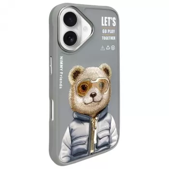 Nimmy Cool&Cute 2.0 Bear Θήκη για Apple iPhone 16 6,1 ίντσες Γκρι