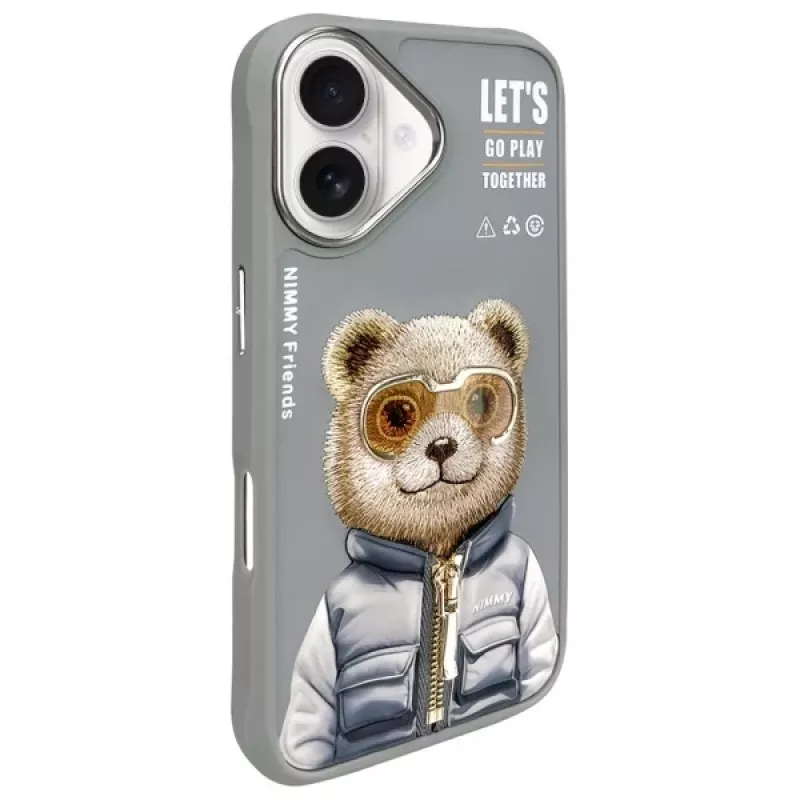 Nimmy Cool&Cute 2.0 Bear Θήκη για Apple iPhone 16 6,1 ίντσες Γκρι