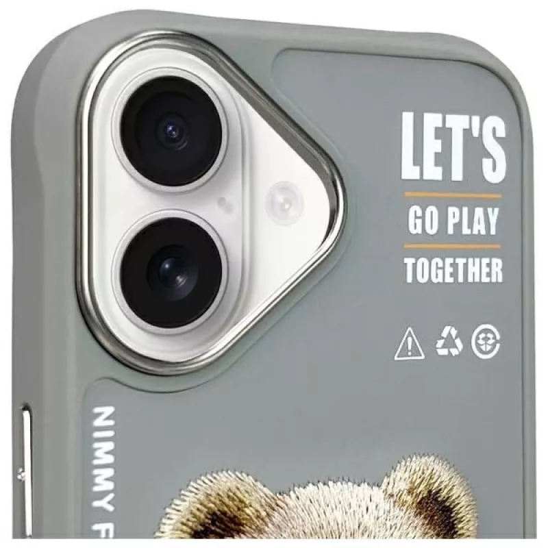 Nimmy Cool&Cute 2.0 Bear Θήκη για Apple iPhone 16 6,1 ίντσες Γκρι