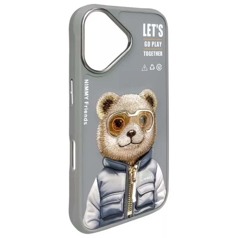 Nimmy Cool&Cute 2.0 Bear Θήκη για Apple iPhone 16 6,1 ίντσες Γκρι