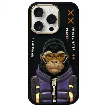Nimmy Cool&Cute 2.0 Monkey Πίσω Κάλυμμα για Apple iPhone 16 Pro, Μαύρο, TPU