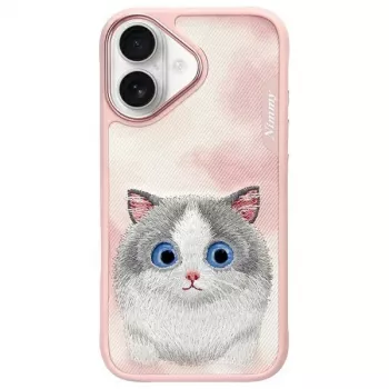 Nimmy Big Eyed Pet 2.0 Cat Πίσω Κάλυμμα Θήκη για Apple iPhone 16 6,1 ίντσες - Ροζ