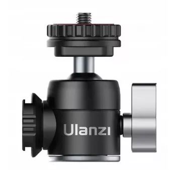 ULANZI U-60 Mini Κεφαλή με Δύο Υποδοχές Cold Shoe, Σπείρωμα 1/4 ίντσας, Κράμα Αλουμινίου, Αντοχή 1,5 kg, Μαύρο