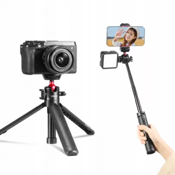 ULANZI MT-16 Μίνι Τρίποδο Selfie Stick με Κεφαλή και Υποδοχή Cold Shoe, Μαύρο