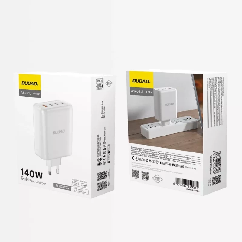 Dudao A140 Φορτιστής GaN USB-C 140W 3xUSB-C 1xUSB-A Μαύρο