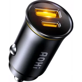 AOHi Superauto PD 65W GaN Φορτιστής Τοίχου 1x USB-C 1x USB-A Μαύρο