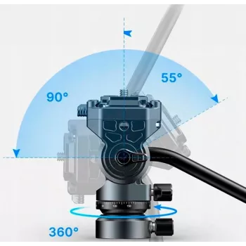 Ulanzi F38 Κεφαλή Βίντεο Fluid 360° Πανοραμική με Απόσβεση Λαδιού, Πλάκα Ταχείας Απελευθέρωσης Arca-Swiss, Φέρουσα Ικανότητα 3 kg, Κράμα Αλουμινίου, Μαύρο