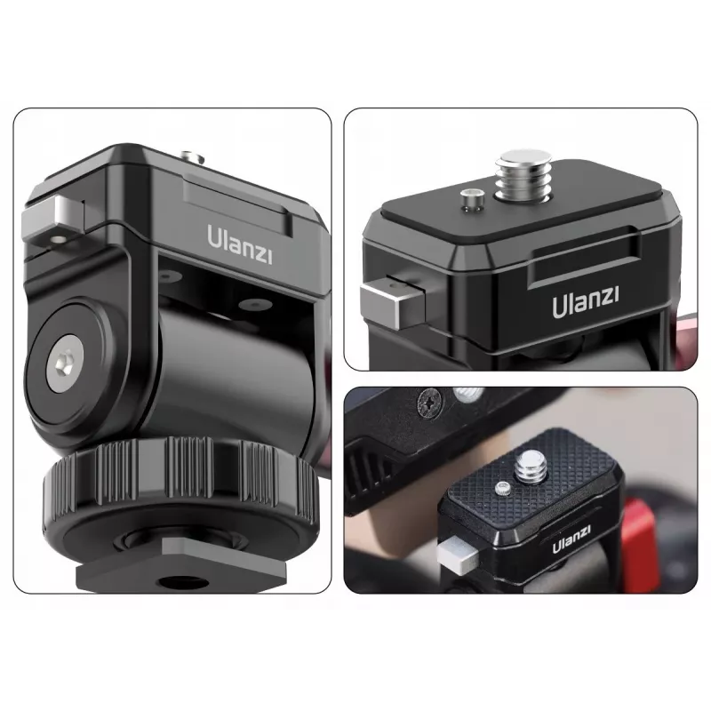 ULANZI Quick CO01 Βάση Οθόνης 3D 360° με Βίδα 1/4 ίντσας, Μαύρο