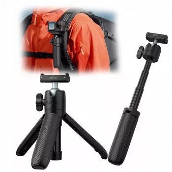 ULANZI MT66 3-in-1 μίνι τρίποδο selfie stick κλιπ σακιδίου για DJI Osmo Action 5 Pro 4 3, GoPro, Insta360 - μαύρο