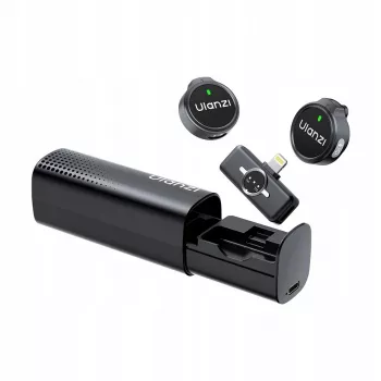 ULANZI A21 dual ασύρματο μικρόφωνο lavalier για iPhone Lightning, εμβέλεια 100m, θήκη φόρτισης