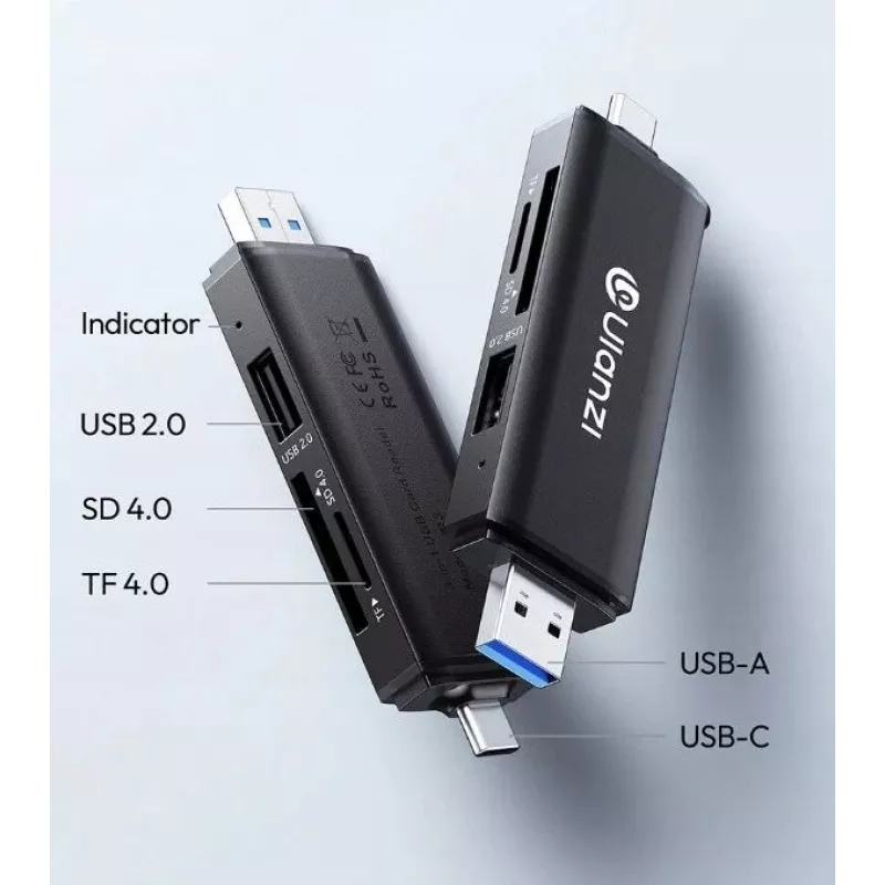 ULANZI CR3 3-in-1 αναγνώστης καρτών SD/MicroSD/USB με θύρες USB-C και USB-A