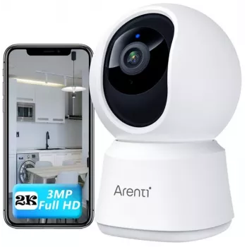 Arenti P2T εσωτερική κάμερα Wi-Fi 3MP/2K με λειτουργία περιστροφής/κλίσης και λειτουργία ιδιωτικότητας