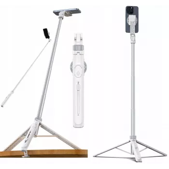 Ulanzi TT88 Selfie Stick Τρίποδο με Bluetooth Τηλεχειριστήριο και Φως Πλήρωσης, Λευκό