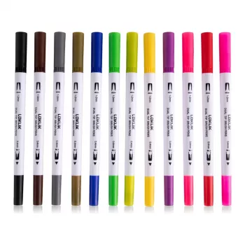 LOKLiK Dual Tip Brush Pens - 12 χρώματα