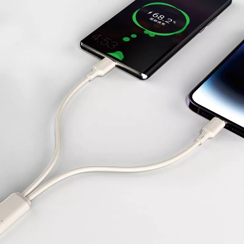 Dudao L7SF καλώδιο 2-in-1 USB-C σε USB-C / Lightning 100W 1,2m μπεζ