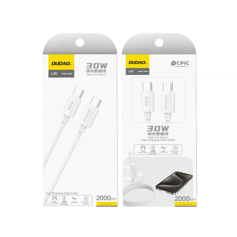 Dudao L4C καλώδιο USB-C σε USB-C 2m λευκό