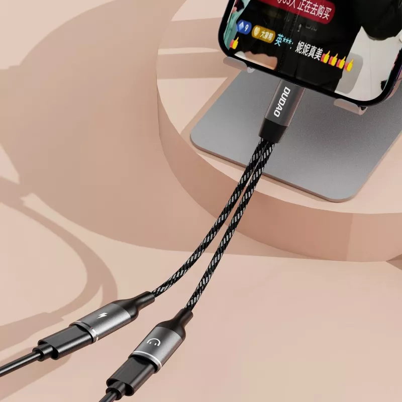 Dudao L13C+ προσαρμογέας 2-in-1 USB-C σε USB-C με ήχο και φόρτιση