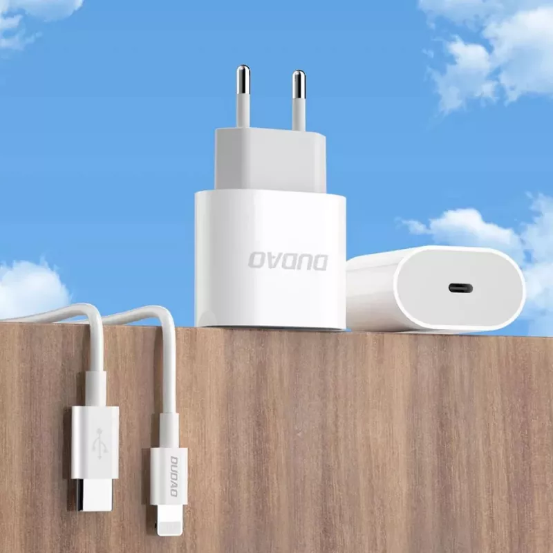 Dudao A14EUC φορτιστής 20W (περιλαμβάνεται καλώδιο USB-C σε USB-C 1m) λευκό
