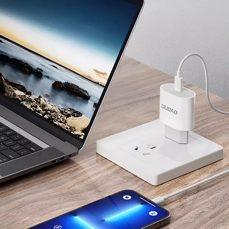 Dudao A14EUC φορτιστής 20W (περιλαμβάνεται καλώδιο USB-C σε USB-C 1m) λευκό