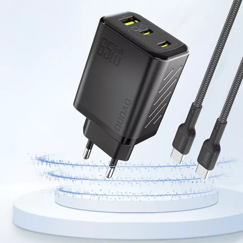 Dudao A29 τροφοδοτικό GaN 65W 2x USB-C + 1x USB-A μαύρο