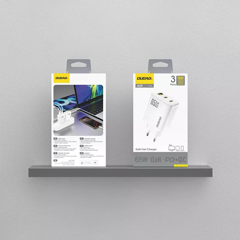 Dudao A29 65W GaN 2x USB-C + 1x USB-A Φορτιστής - Λευκό