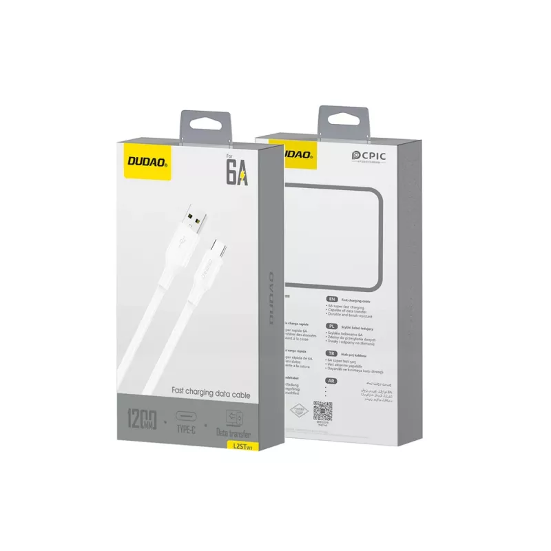 Dudao L2S USB-A σε USB-C 30W 1m Λευκό Καλώδιο φόρτισης και δεδομένων