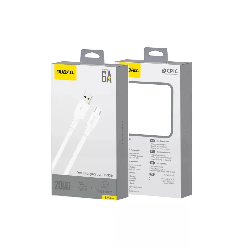 Dudao L2S USB-A σε USB-C 30W 2m Λευκό Καλώδιο φόρτισης και δεδομένων