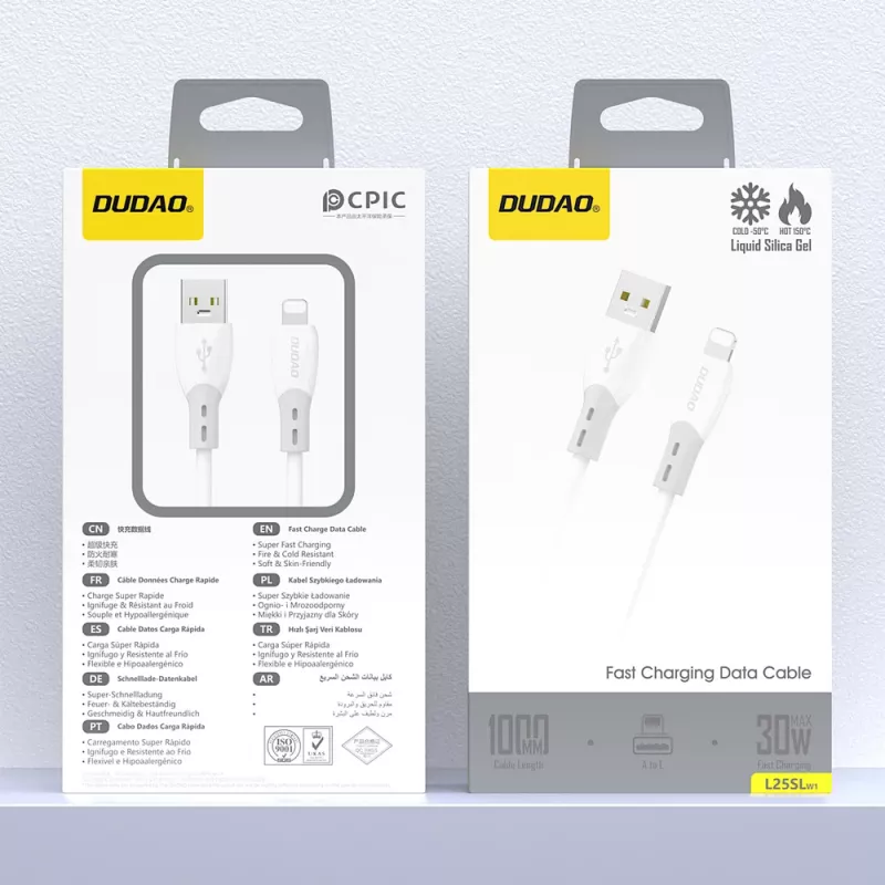 Dudao L25SL USB-A σε Lightning 1m Λευκό Καλώδιο φόρτισης και συγχρονισμού