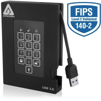 Apricorn Aegis Padlock Fortress A25-3PL256-2000F - Κρυπτογραφημένος Σκληρός Δίσκος - 2 TB - Εξωτερικός (Φορητός)