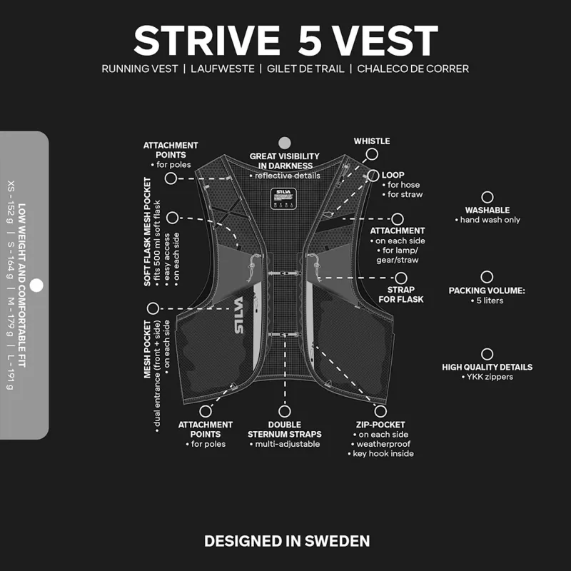 Silva Strive 5 Vest Γιλέκο τρεξίματος - Μαύρο Μέγεθος L