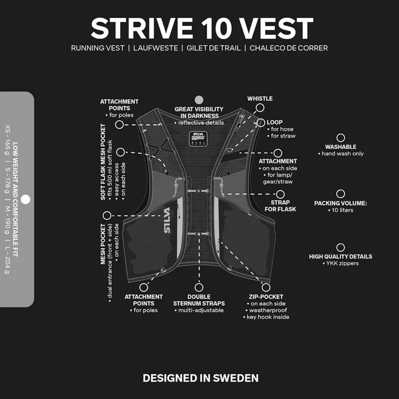 Silva Strive 10 γιλέκο τρεξίματος - μαύρο, μέγεθος L