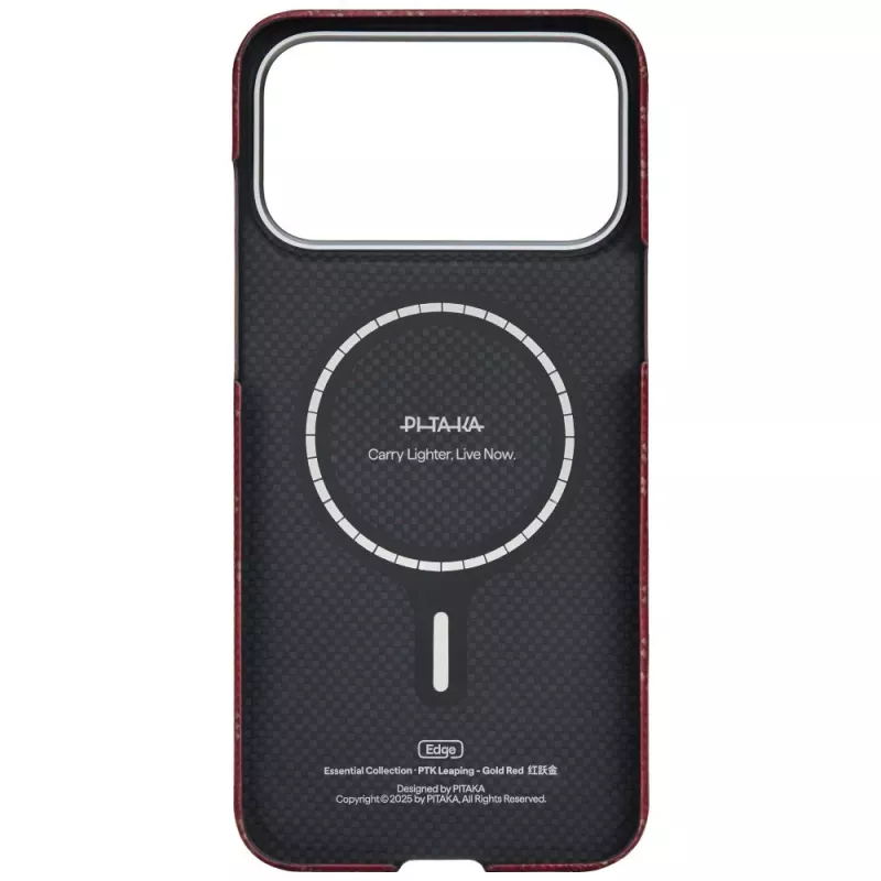 PITAKA Ultra-Slim Monogram MagSafe Θήκη για Apple iPhone 17 Pro, Gold Red