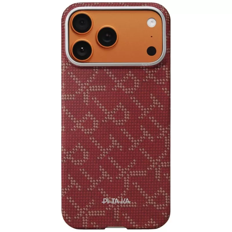 PITAKA Ultra-Slim Monogram MagSafe Θήκη για Apple iPhone 17 Pro, Gold Red