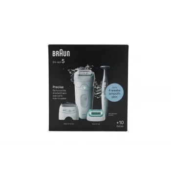 Braun Silk-épil 5 5-251 Σετ Αποτρίχωσης Wet & Dry Ασύρματο Επαναφορτιζόμενο Λευκό/Ροζ