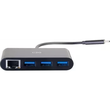 C2G Hub USB-C με Ethernet - Hub USB 3 Θυρών - 3 x SuperSpeed USB 3.0 + 1 x USB-C + 1 x Gigabit Ethernet - Desktop - Μαύρο