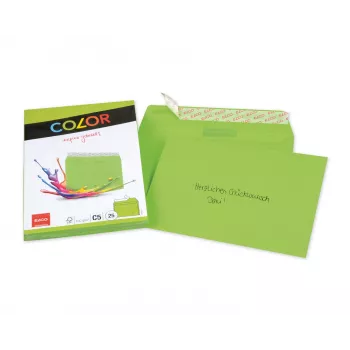 ELCO Color φάκελος C5 (162 x 229 mm), χωρίς παράθυρο, αυτοκόλλητος, 100 g/m², πράσινο, 25 τεμ. (74618.62)