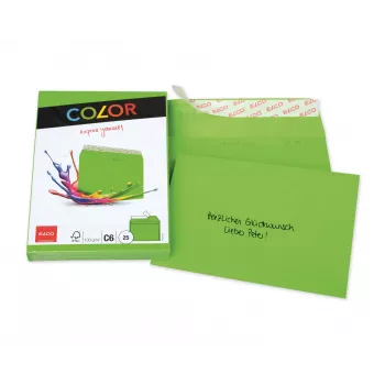 ELCO Color φάκελος C6 (114 x 162 mm), χωρίς παράθυρο, αυτοκόλλητος, 100 g/m², πράσινο, 25 τεμ. (74634.62)