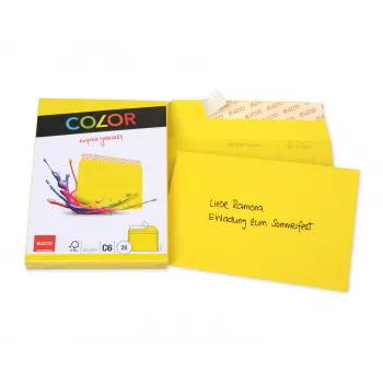 ELCO Color φάκελος C6 (114 x 162 mm), χωρίς παράθυρο, αυτοκόλλητος, 100 g/m², κίτρινο, 25 τεμ. (74634.72)