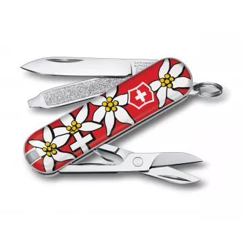 Victorinox Classic SD Printed Σουγιάς, σχέδιο Edelweiss, 58 mm, κόκκινο (0.6223.840)