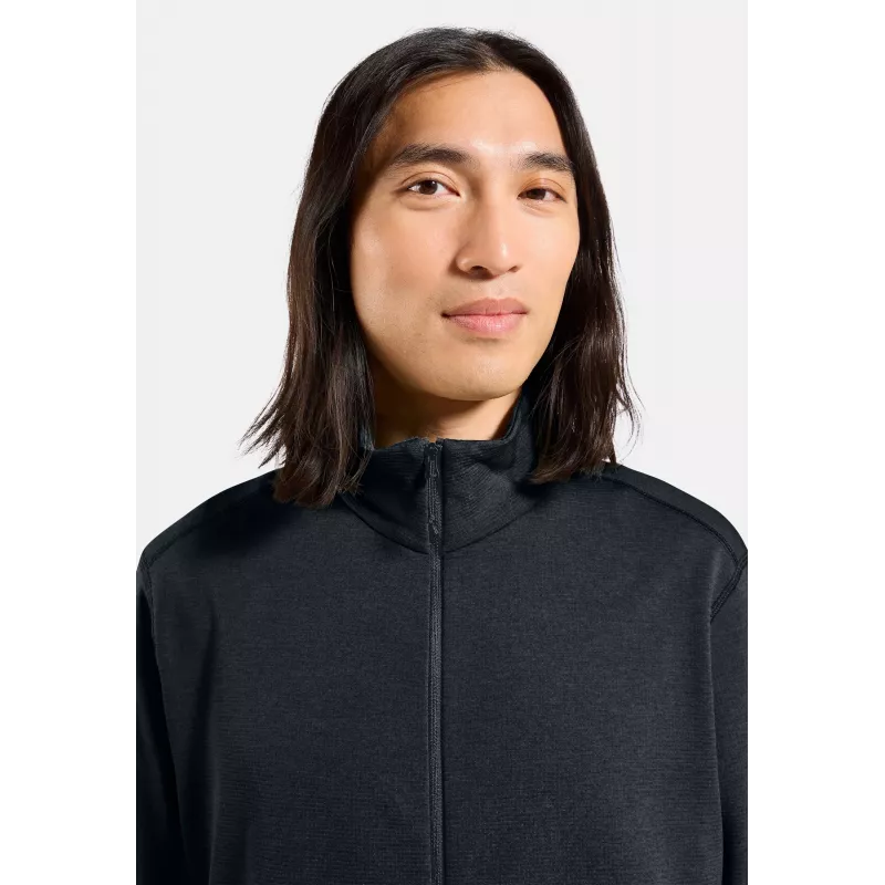 Μπουφάν Odlo Grid Fleece Mid Layer Full Zip - Black Melange, μέγεθος L