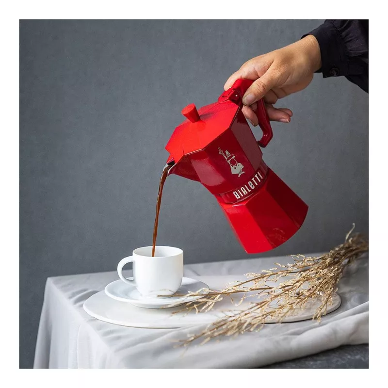 Bialetti Moka Exclusive καφετιέρα espresso 3 φλιτζανιών κόκκινη (9055)