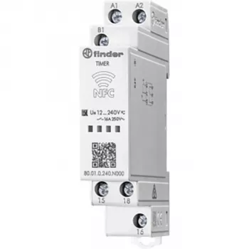 Finder 80.01.0.240.N000 πολυλειτουργικό χρονορελέ, 240 V AC/DC, 2 s - 24 h, 1 εναλλασσόμενη, σύνδεση με βίδες, 17,5 mm
