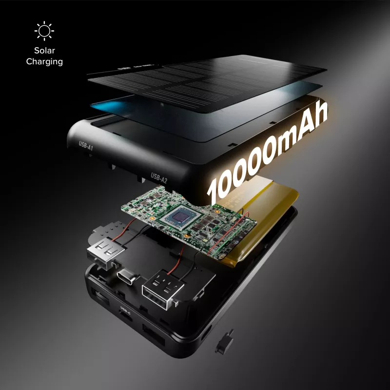 SBS Solar Power Bank USB/USB-C 10000 mAh Μαύρο