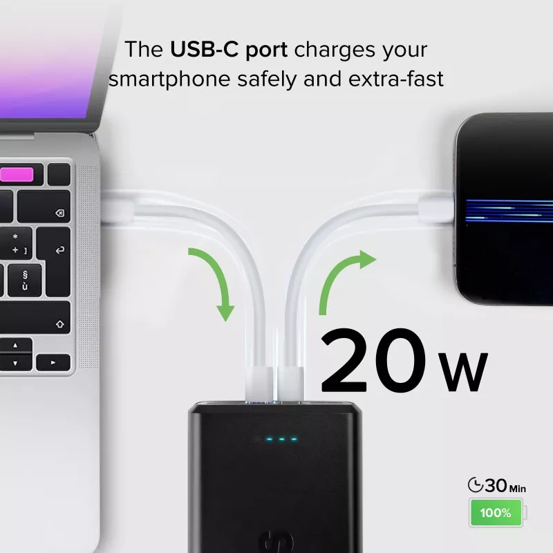 SBS Powerbank 30000 mAh Power Delivery 20W Multi-Port Μαύρο