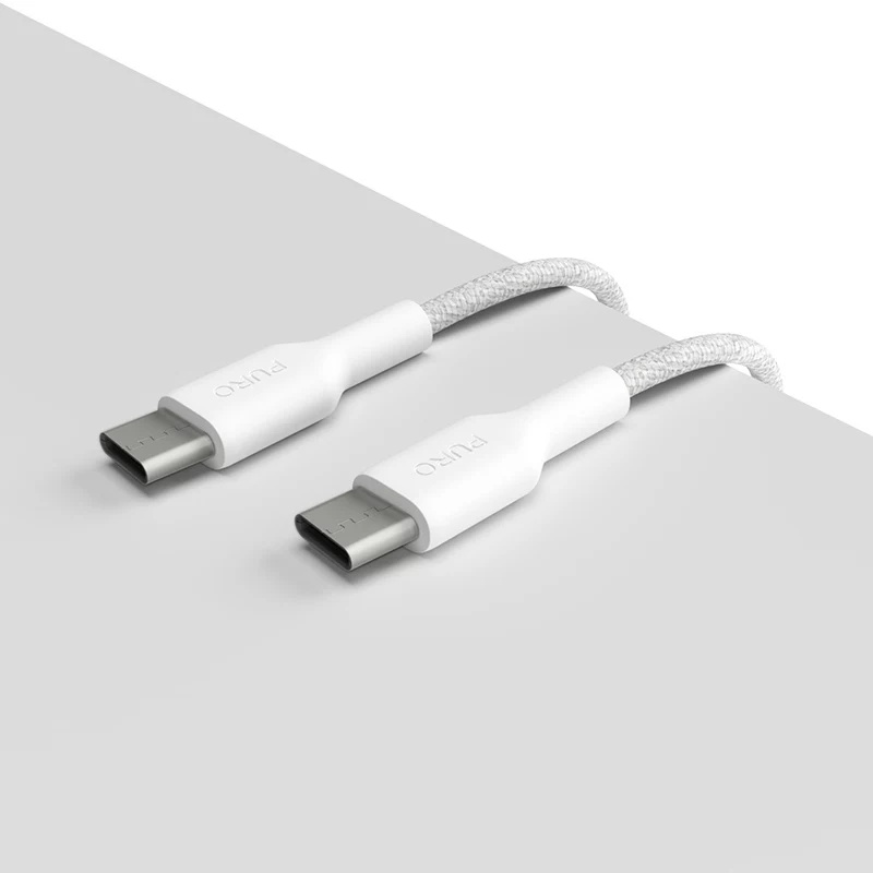 PURO Fabric Heavy Duty Πλεκτό Καλώδιο USB-C σε USB-C 1,2m Λευκό