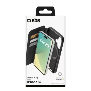 SBS Wallet Case συμβατή με MagSafe για iPhone 16 Μαύρο