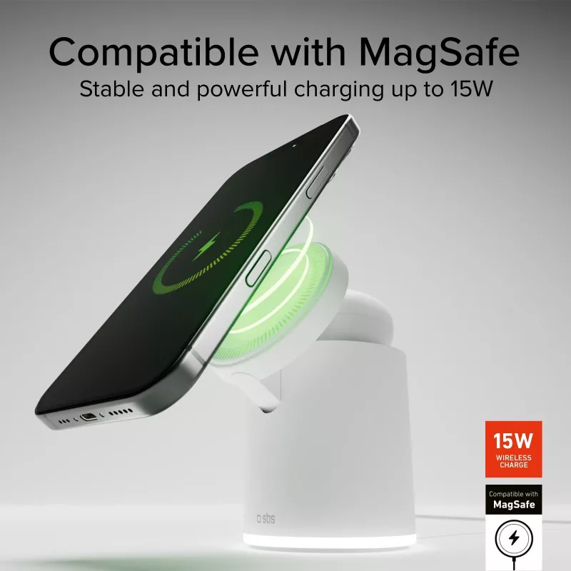 SBS 2-in-1 Wireless Magnetic Charging Station - Λευκό