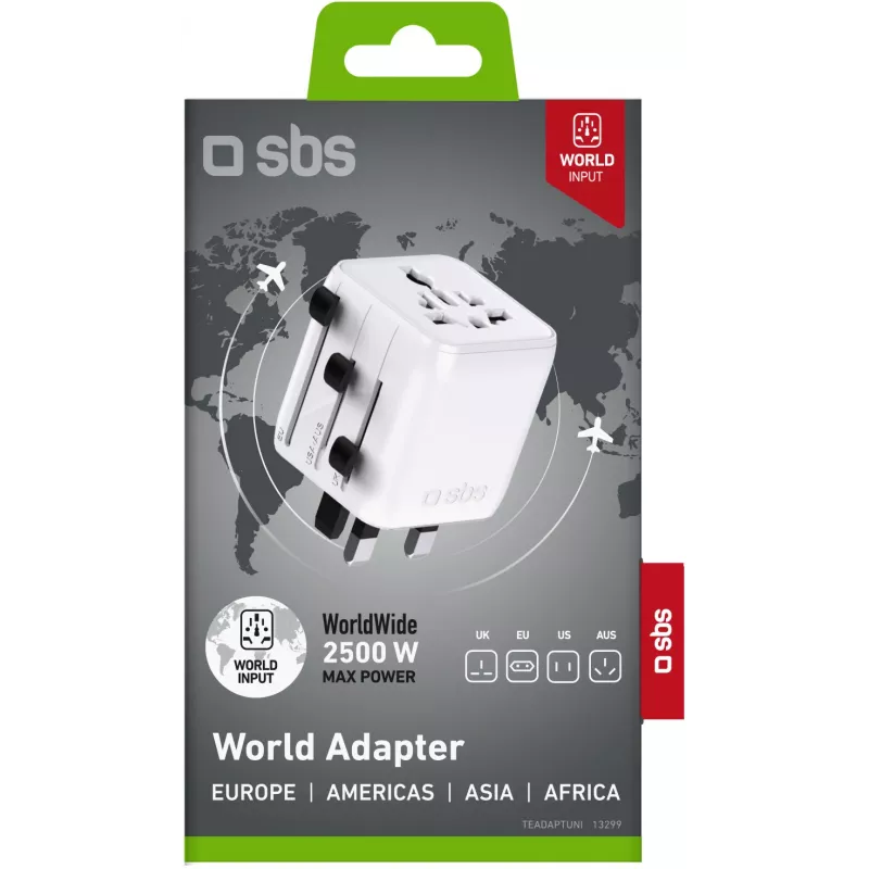 SBS TEADAPTUNI Universal Travel Adapter - Λευκό