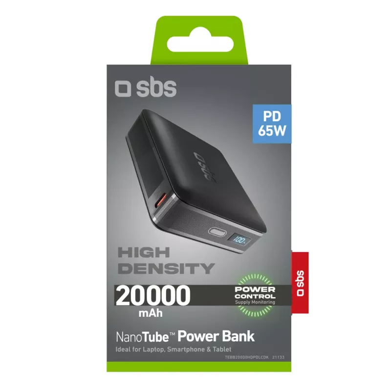 SBS HD 65W 20000mAh power bank με οθόνη LCD - μαύρο