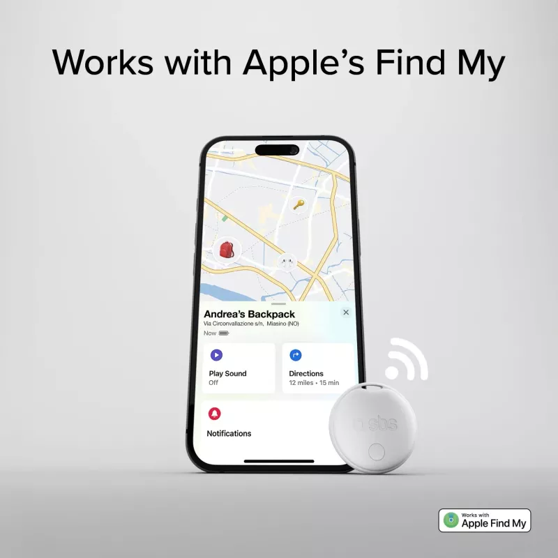 SBS Track My Circle tracker συμβατός με Apple Find My - συσκευασία 4 τεμ. - λευκό